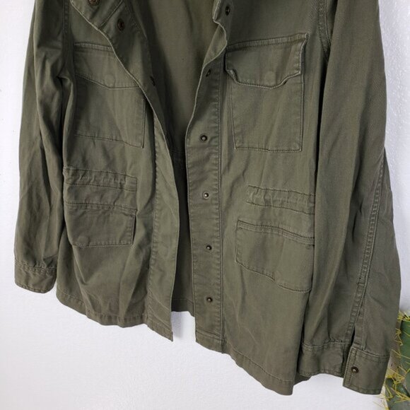 CASLON Jacket Oversized Utility Cargo Snap Army Green size S Military Shacket - Picture 13 of 13